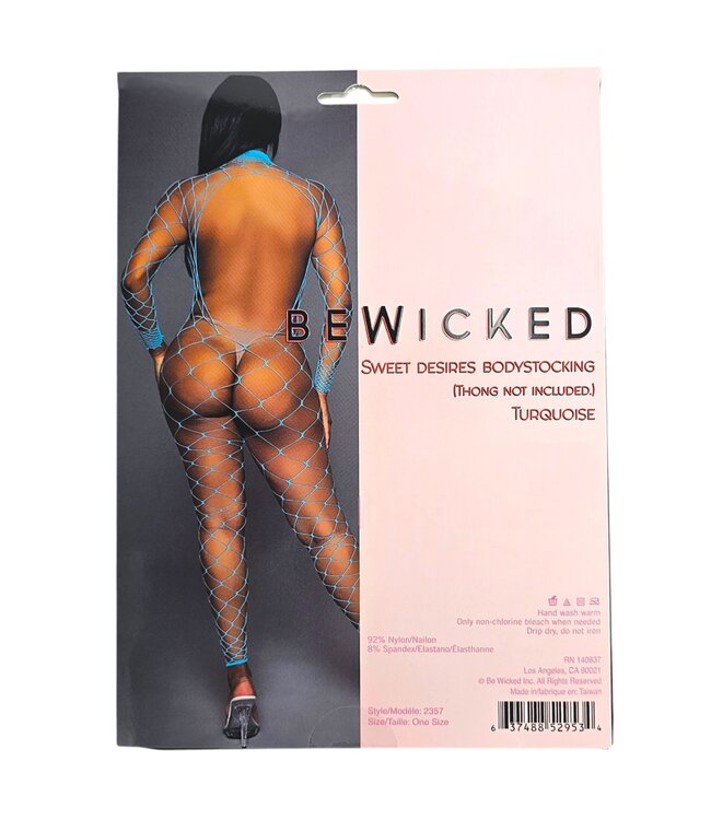 BeWicked Sweet Desires Turquoise Bodystocking | Elegant Fishnet Lingerie Set