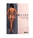 BeWicked Verleidelijke Brede Visnet Bodystocking Rood met V-Hals en Lange Mouwen