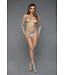BeWicked Verleidelijk Visnet Bodystocking met V-Hals en Lange Mouwen - Turquoise