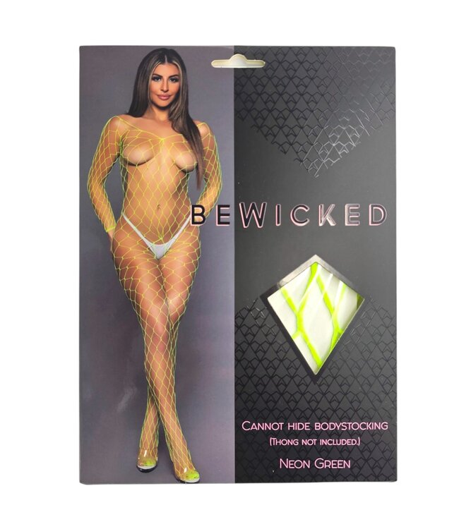 BeWicked Verleidelijke Brede Visnet Bodystocking met V-hals en Open Onderkant - Be Wicked
