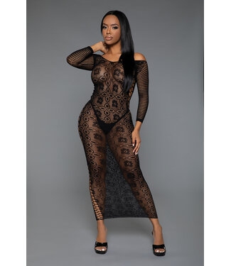 BeWicked Seductive Black Off-Shoulder Dress with Lace & Cut-Outs