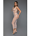 BeWicked Verleidelijke Fishnet Unleash Me Maxi Bodycon Jurk - Wit met U-hals