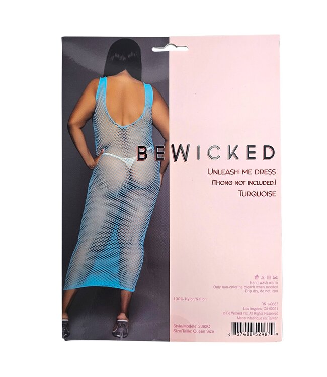 BeWicked Verführerisches Fischnetz Maxi Kleid in Türkis – Bewicked