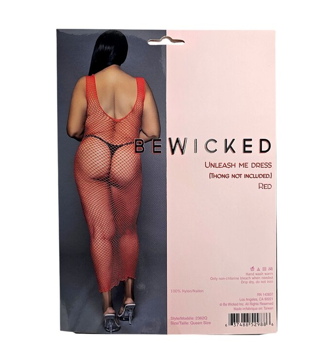 BeWicked Unleash Me Red Fishnet Maxi Bodycon Dress - Seductive U-Back Design