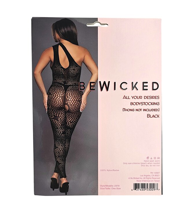 BeWicked Unieke Asymmetrische Bodystocking met Abstract Patroon | One Size