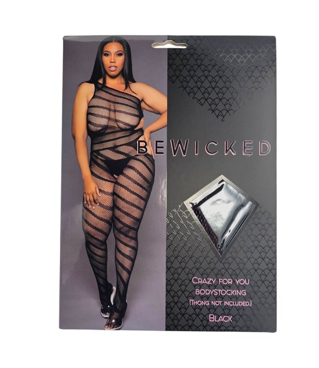 BeWicked Verführerischer Bodystocking Schwarz – Mutige Eleganz im Streifenlook