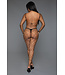 BeWicked Verleidelijke V-hals Bodystocking - Durf in Visnet Zwart te Stralen