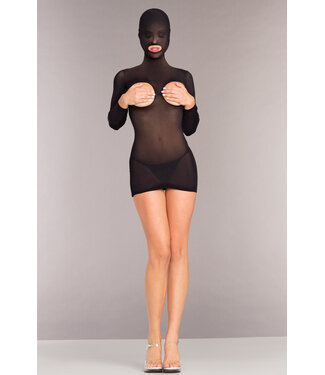 BeWicked Rough Romance Bodystocking Schwarz | Sexy Minikleid mit Kapuze & Cups