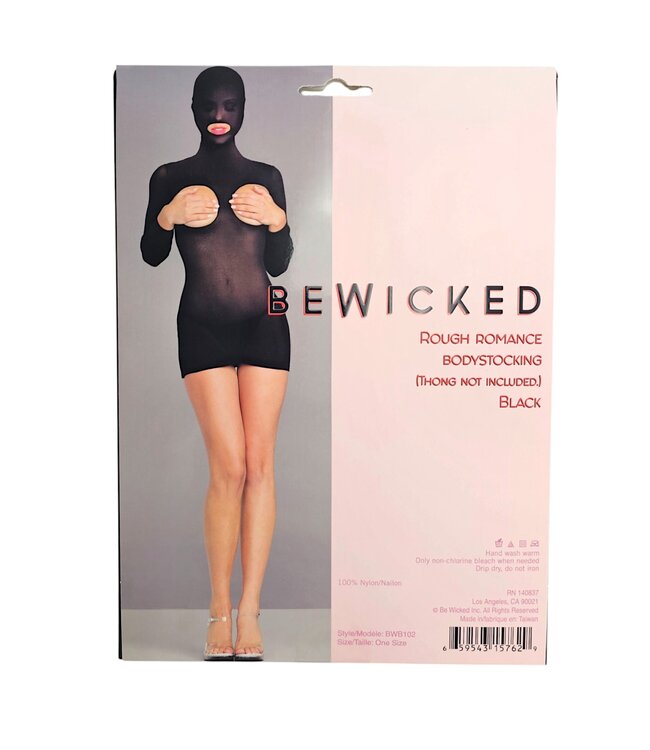 BeWicked Rough Romance Bodystocking Schwarz | Sexy Minikleid mit Kapuze & Cups