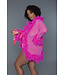 BeWicked Chique Roze Korte Chiffon Kimono met Veerafwerking en Satijnen Strik
