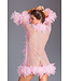 BeWicked Luxuriöser rosa Chiffon-Kimono mit Federboa – Elegante Loungewear
