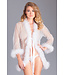 BeWicked Stijlvolle Chiffon Kimono met Luxe Imitatiebont en Satijnen Strik - Chic en Comfortable
