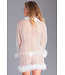 BeWicked Elegant White Chiffon Kimono with Faux Fur Trim and Satin Bow