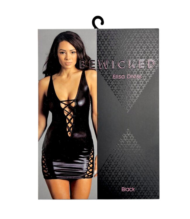 BeWicked Verfijnde Bodycon Jurk Elisa Zwart met Diepe V-hals en Verstelbare Bandjes