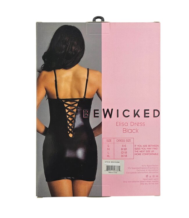 BeWicked Elegante Elisa Jurk Zwart L | Verfijnde Bodycon met V-hals & Bandjes