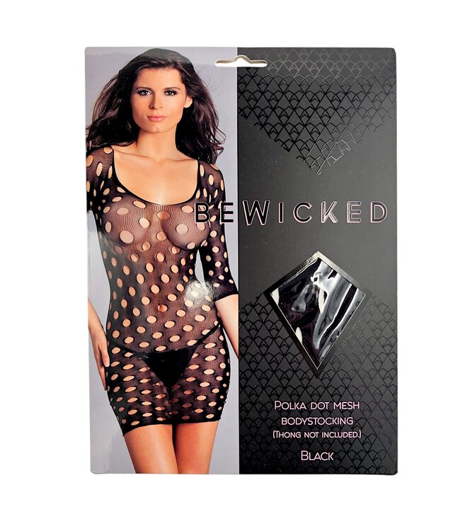 BeWicked Verleidelijke Dots Mesh Bodystocking Zwart – Comfortabel en Speels