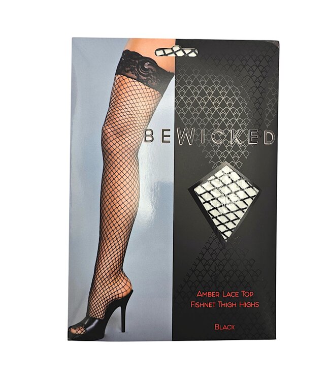 BeWicked Schwarze Netzstrümpfe mit Blumen-Spitze | Elegant & Überknee Stile