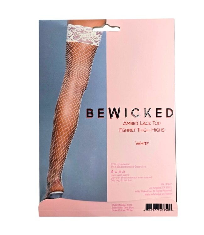 BeWicked Bloemenkant Netkousen met Dijenhoogte in Wit | Be Wicked Elegantie