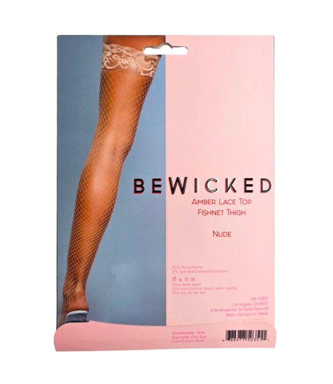 BeWicked Amber Lace Trim Fishnet Thigh High Stockings - Bold & Fashionable