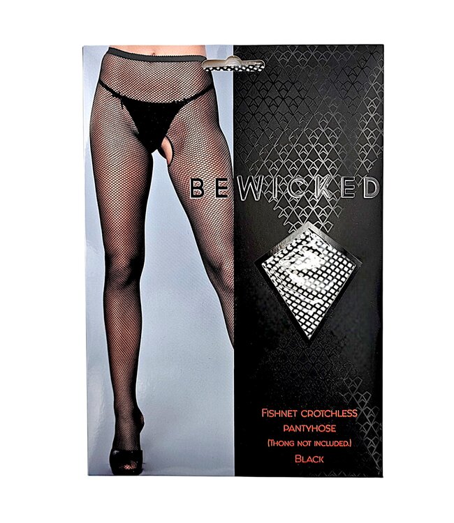 BeWicked Verleidelijke Hoge Taille Go Fish Netpanty met Open Kruis - Be Wicked