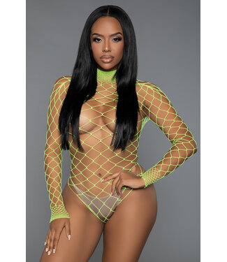 BeWicked Dancing All Night Bodystocking Grün – Elegantes Fischnetz-Oberteil
