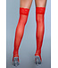 BeWicked Kiss Goodnight Red Thigh-High Stockings with Floral Lace Trim