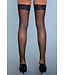 BeWicked Kiss Goodnight Elegante Dijhoge Kousen met Bloemenkant - Luxe Nylon Zwart