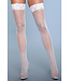 BeWicked Kiss Goodnight White Thigh High Stockings with Elegant Floral Lace Trim