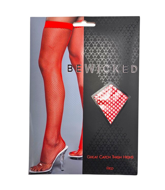 BeWicked Verleidelijke Springkousen Rood | Vintage Mesh Netkousen van Be Wicked