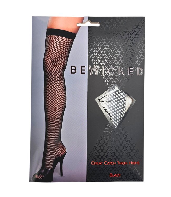 BeWicked Siren Mesh Fishnet Thigh High Stockings with Seductive Back Seam