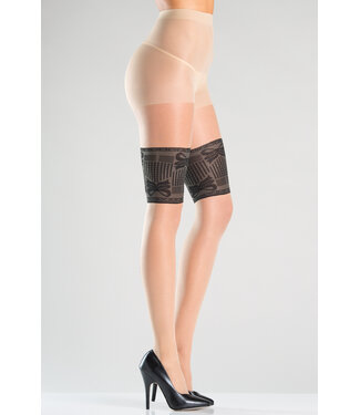 BeWicked Elegante schwarze Strumpfhose mit Spitzenbund und Vintage-Rückennaht