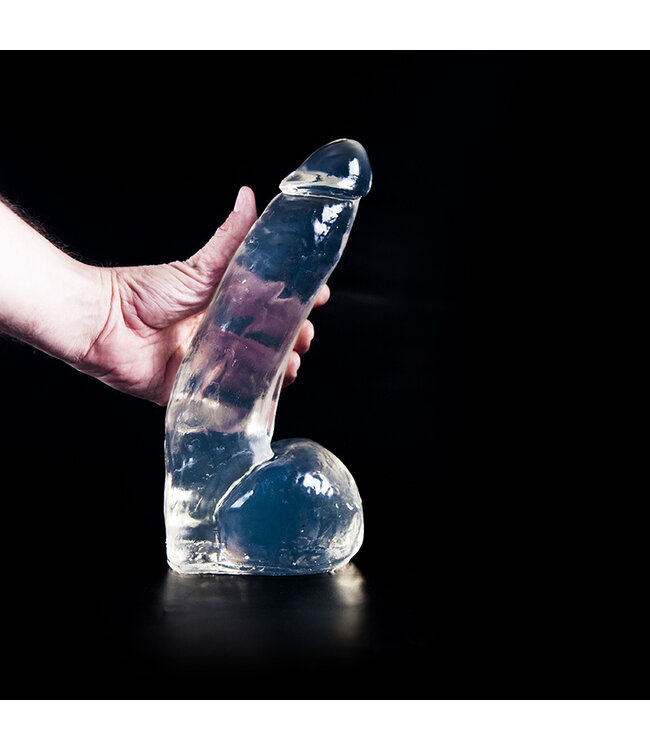 Dark Crystal Dark Crystal 28 cm Black Dildo - Smooth Glans & Stimulant Ridges