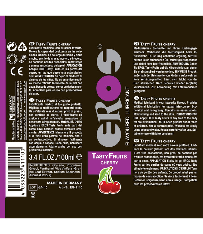 Eros Eros Kersen Glijmiddel 100ml – Smaakvol, Veilig en Langdurig Genot
