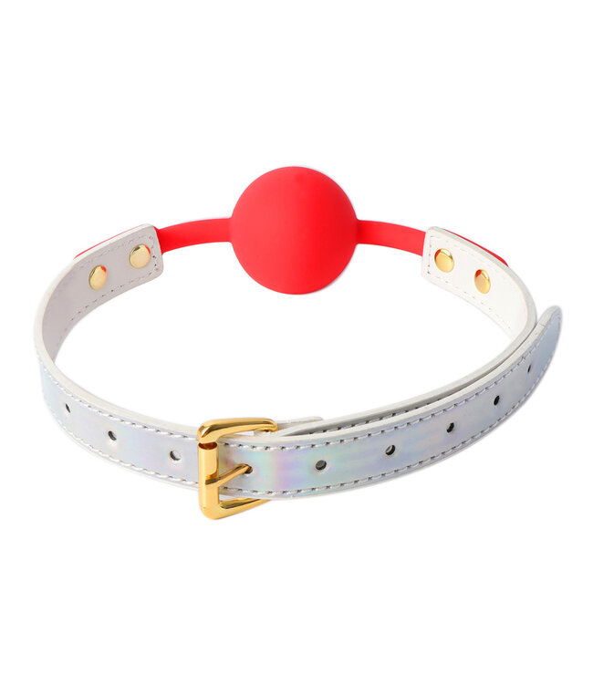Kiotos BDSM Zomer Luxe Ball Gag: Stijlvolle Elegantie met Rood Siliconen Bal & Gouden Accenten