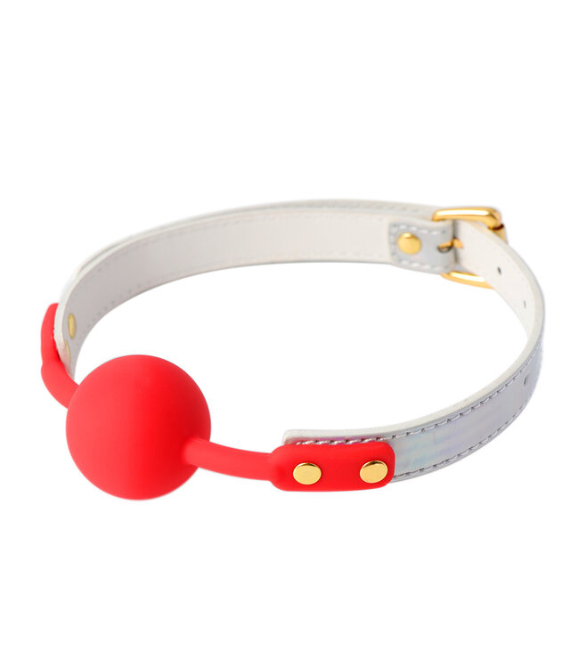 Kiotos BDSM Zomer Luxe Ball Gag: Stijlvolle Elegantie met Rood Siliconen Bal & Gouden Accenten