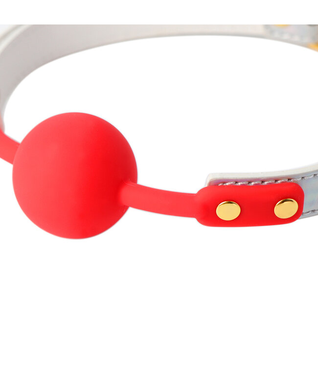Kiotos BDSM Zomer Luxe Ball Gag: Stijlvolle Elegantie met Rood Siliconen Bal & Gouden Accenten