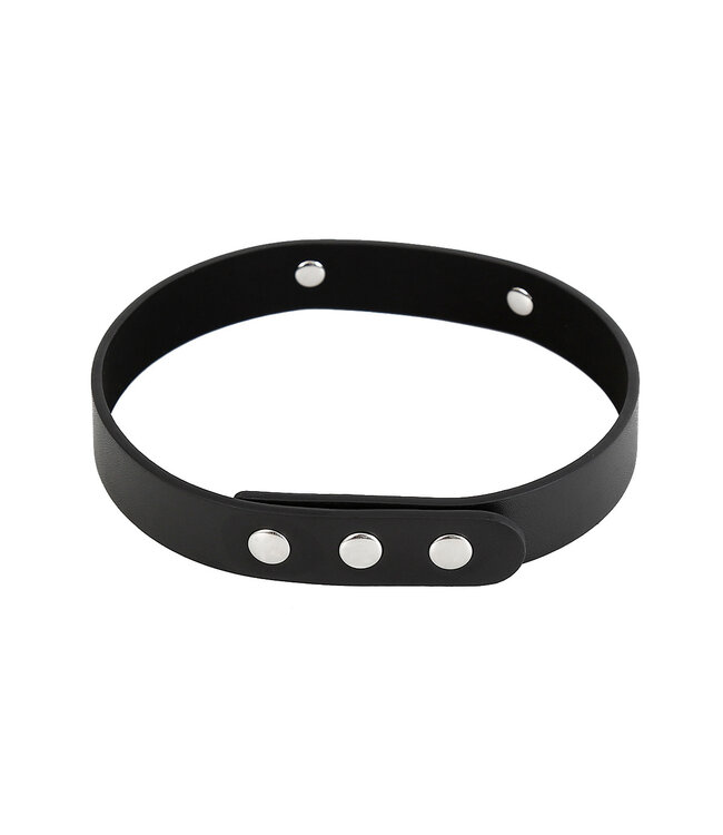 Kiotos BDSM Verleidelijke PVC Halsband met Zilveren Accenten en Edelstenen - 35-44Cm