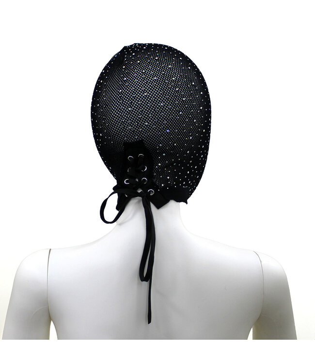 Kiotos BDSM Glamour Lace Hood met Sprankelende Diamanten | Sensualiteit & Elegantie