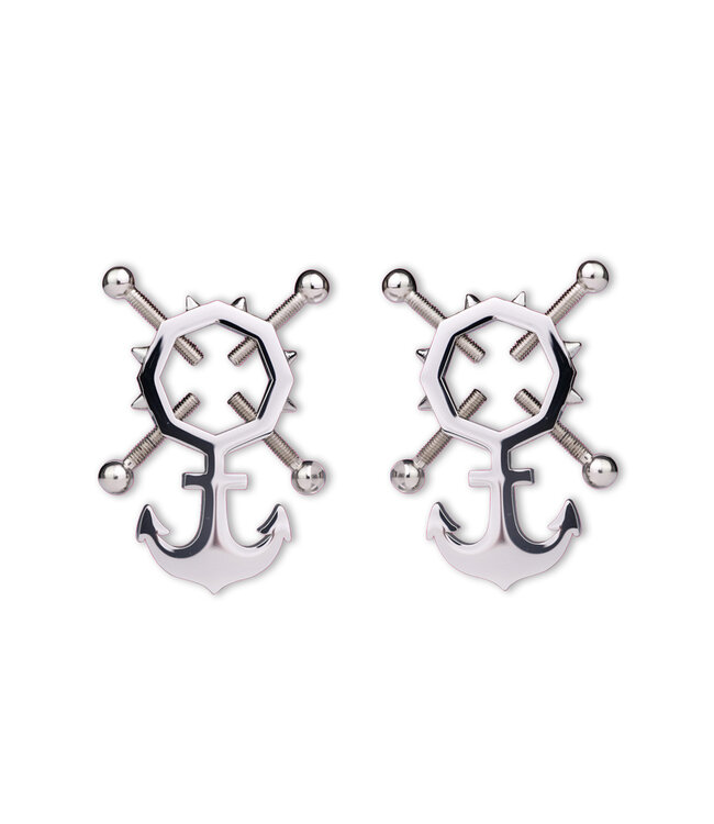 Kiotos BDSM Nautical Anchor Nipple Clamps & Leather Harness Set for Playful Sensation