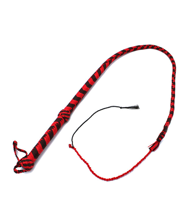 Kiotos BDSM Flexibele Nylon Bullwhip 120 cm Zwart/Rood – Precisie en Stijl voor Iedere Beweging