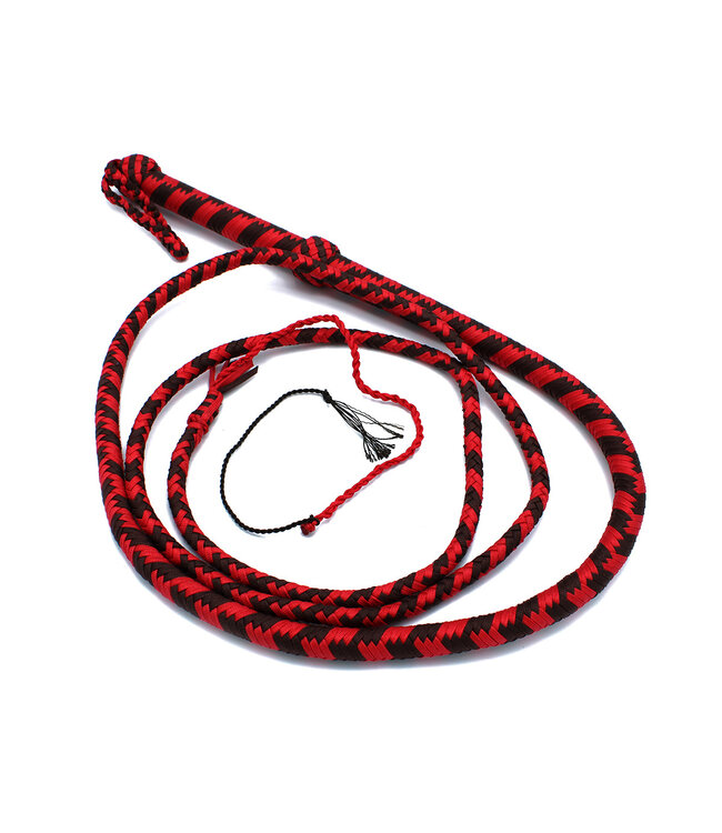 Kiotos BDSM Durable 270 cm Black/Red Nylon Bullwhip - Perfect for Training & Play