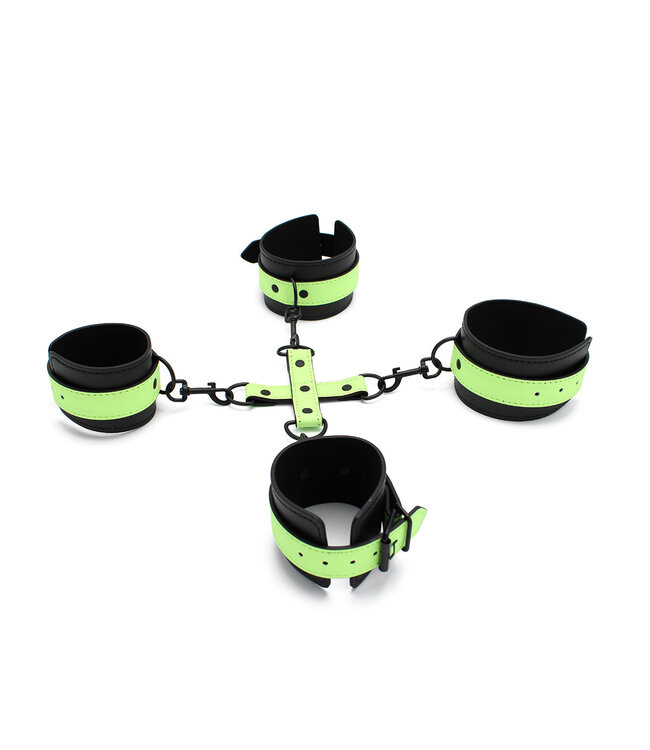 Kiotos BDSM Glow In The Dark Cuffs Hogtie Set - Exciting Bondage Adventure