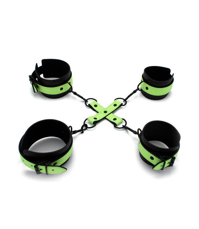 Kiotos BDSM Glow In The Dark Cuffs Hogtie Set - Exciting Bondage Adventure