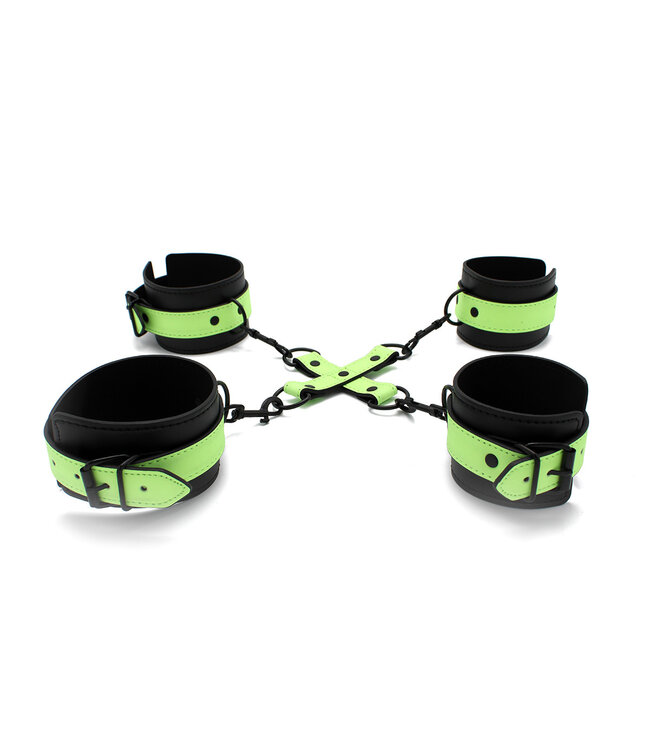 Kiotos BDSM Glow In The Dark Cuffs Hogtie Set - Exciting Bondage Adventure