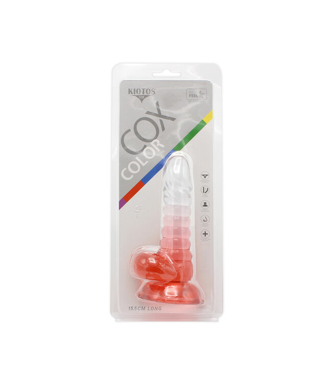 Kiotos COX Kiotos Cox Farbiger Dildo Rot Transparent 15,5 cm mit starkem Saugnapf