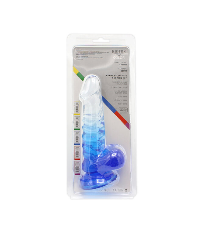Kiotos COX Kiotos Transparante Blauw Dildo 18,5 cm - Flexibele Zuignap & Veilig TPE