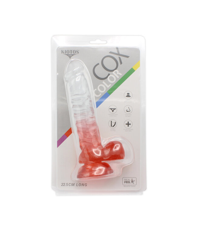 Kiotos COX Kiotos 22.5 cm Red Transparent Dildo with Suction Cup - Realistic TPE