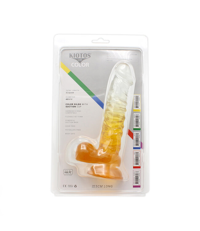 Kiotos COX Kiotos Transparent Yellow Dildo 22.5 cm with Suction Cup - Safe TPE