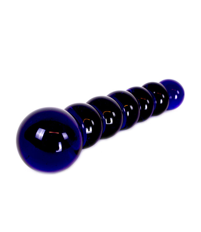 Kiotos Glass Kiotos 16.5 cm Glass Dildo with Black/Blue Beads | Hot & Cold Sensation