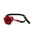 Kiotos Leather Adjustable Silicone Red Rose Mouth Gag with Vegan PVC Straps